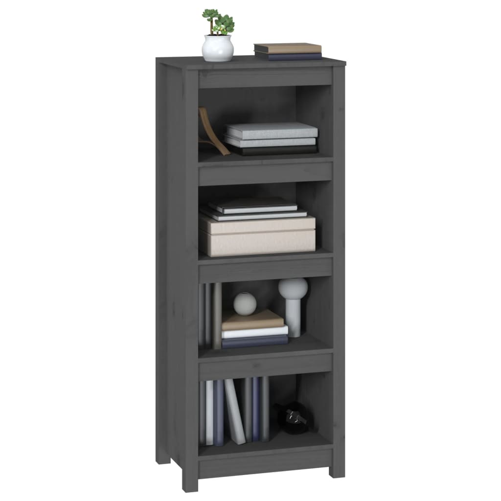 Βιβλιοθήκη Γκρι 50x35x125,5 εκ. από Μασίφ Ξύλο Πεύκου