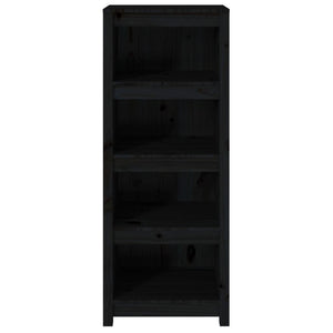 Βιβλιοθήκη Μαύρη 50x35x125,5 εκ. από Μασίφ Ξύλο Πεύκου