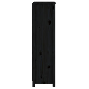 Βιβλιοθήκη Μαύρη 50x35x125,5 εκ. από Μασίφ Ξύλο Πεύκου