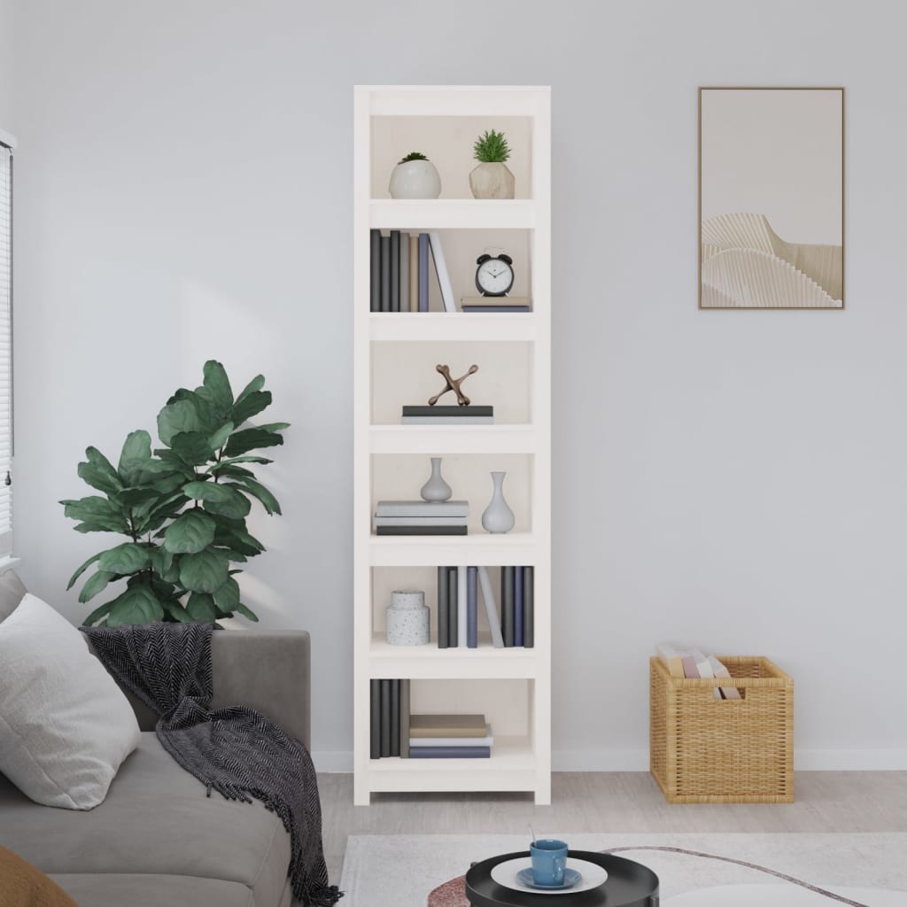 Βιβλιοθήκη Λευκή 50x35x183 εκ. από Μασίφ Ξύλο Πεύκου