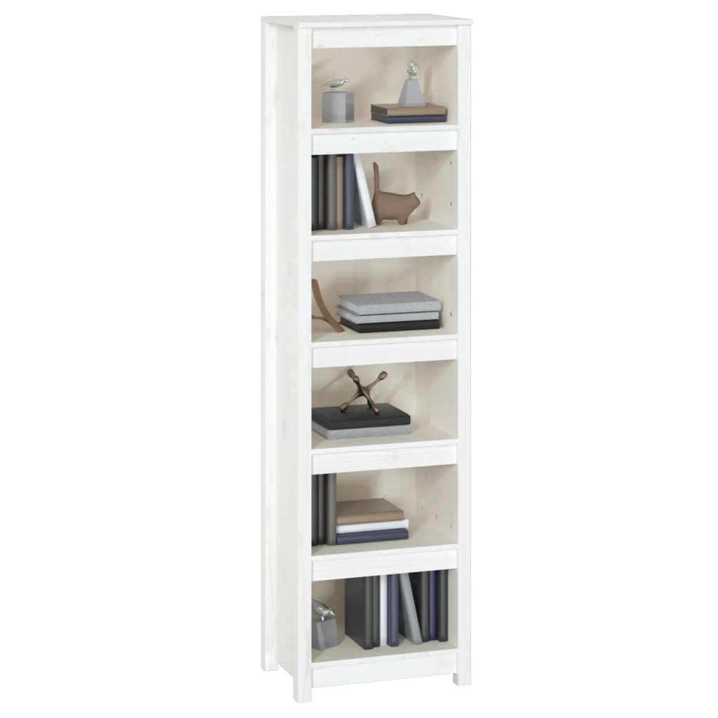 Βιβλιοθήκη Λευκή 50x35x183 εκ. από Μασίφ Ξύλο Πεύκου