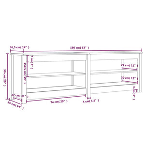 Παπουτσοθήκη Γκρι 160 x 36,5 x 50 εκ. από Μασίφ Ξύλο Πεύκου