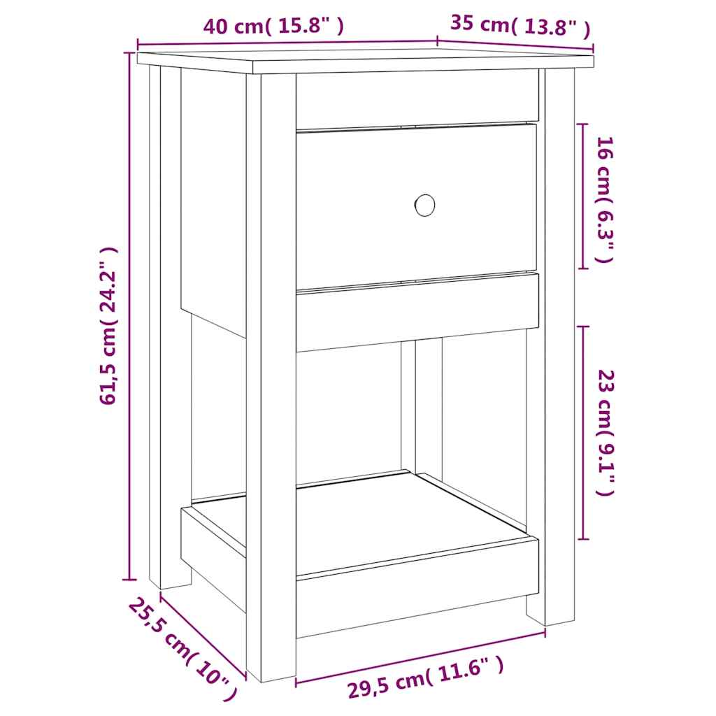 Κομοδίνο 40 x 35 x 61,5 εκ. από Μασίφ Ξύλο Πεύκου - Pakobazaar