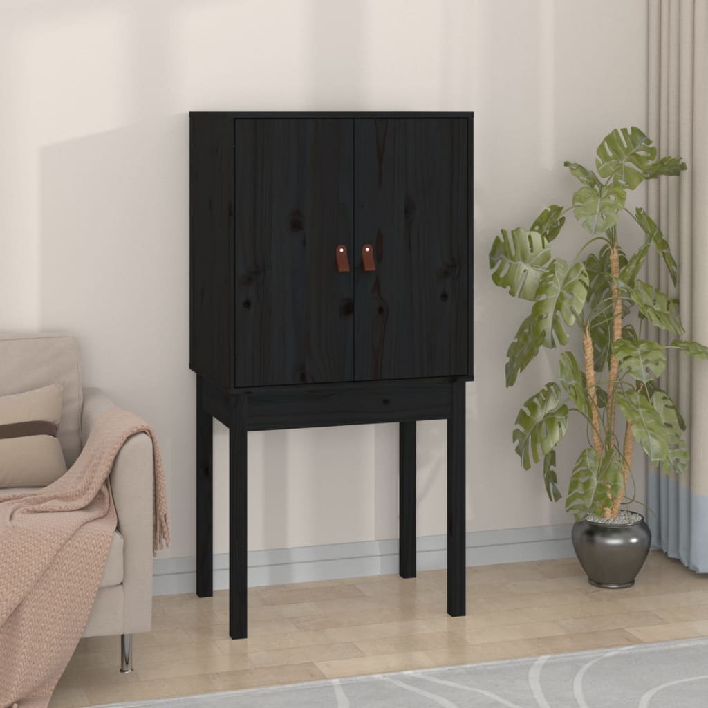Ντουλάπι Ψηλό Μαύρο 60x40x120 εκ. από Μασίφ Ξύλο Πεύκου - Pakobazaar