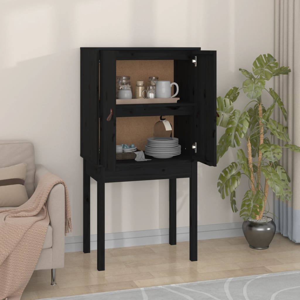 Ντουλάπι Ψηλό Μαύρο 60x40x120 εκ. από Μασίφ Ξύλο Πεύκου - Pakobazaar