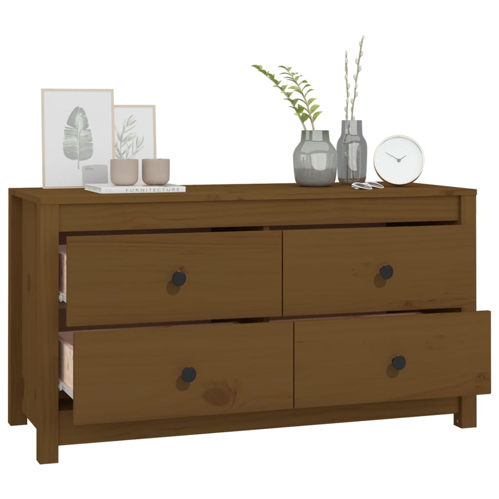 Βοηθητικό Ντουλάπι Καφέ Μελί 100x40x54 εκ.από Μασίφ Ξύλο Πεύκου