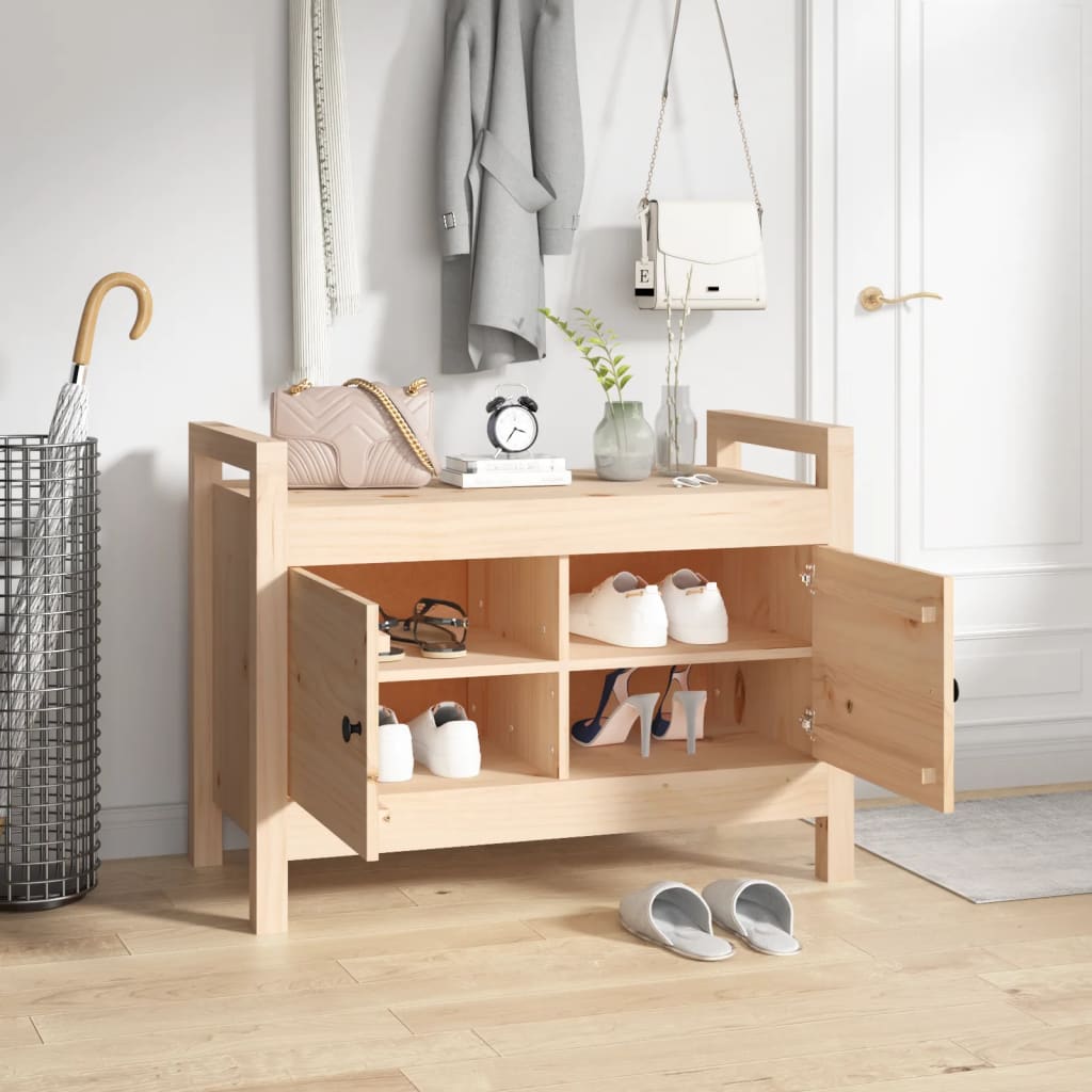 Παγκάκι Χολ 80 x 40 x 60 εκ. από Μασίφ Ξύλο Πεύκου - Pakobazaar