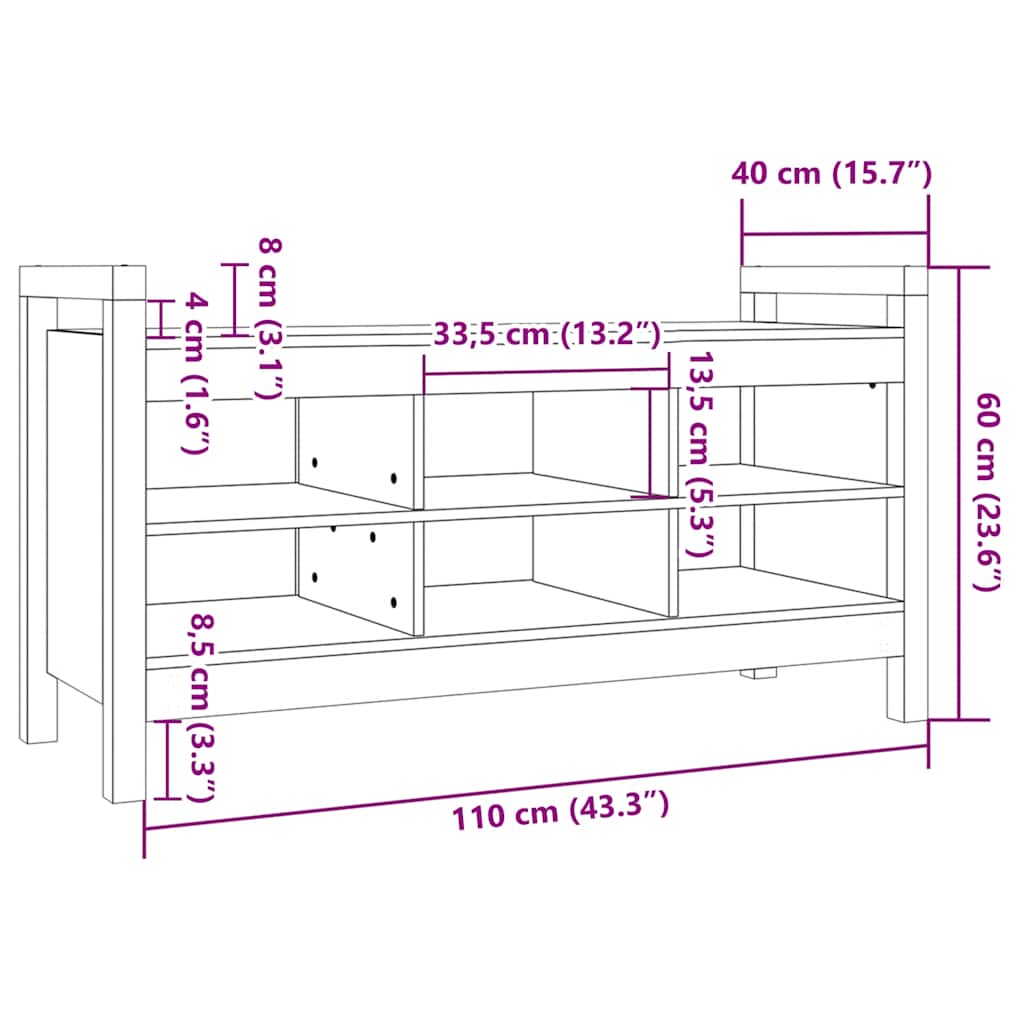 Παγκάκι Χολ 110 x 40 x 60 εκ. από Μασίφ Ξύλο Πεύκου