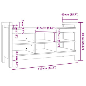 Πάγκος Εργασίας Μελί Καφέ 110x40x60 εκ. Μασίφ Ξύλο Πεύκο