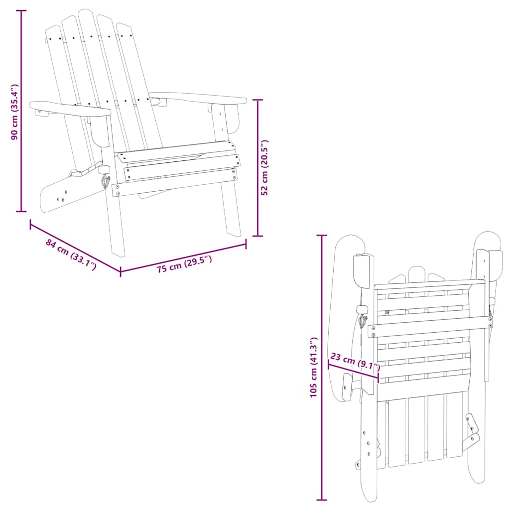 Καρέκλες Κήπου Adirondack 2 τεμ. από Μασίφ Ξύλο Ακακίας
