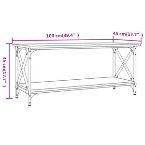 Τραπεζάκι Σαλονιού Γκρι Sonoma 100x45x45 εκ Επεξ Ξύλο + Σίδηρος - Pakobazaar