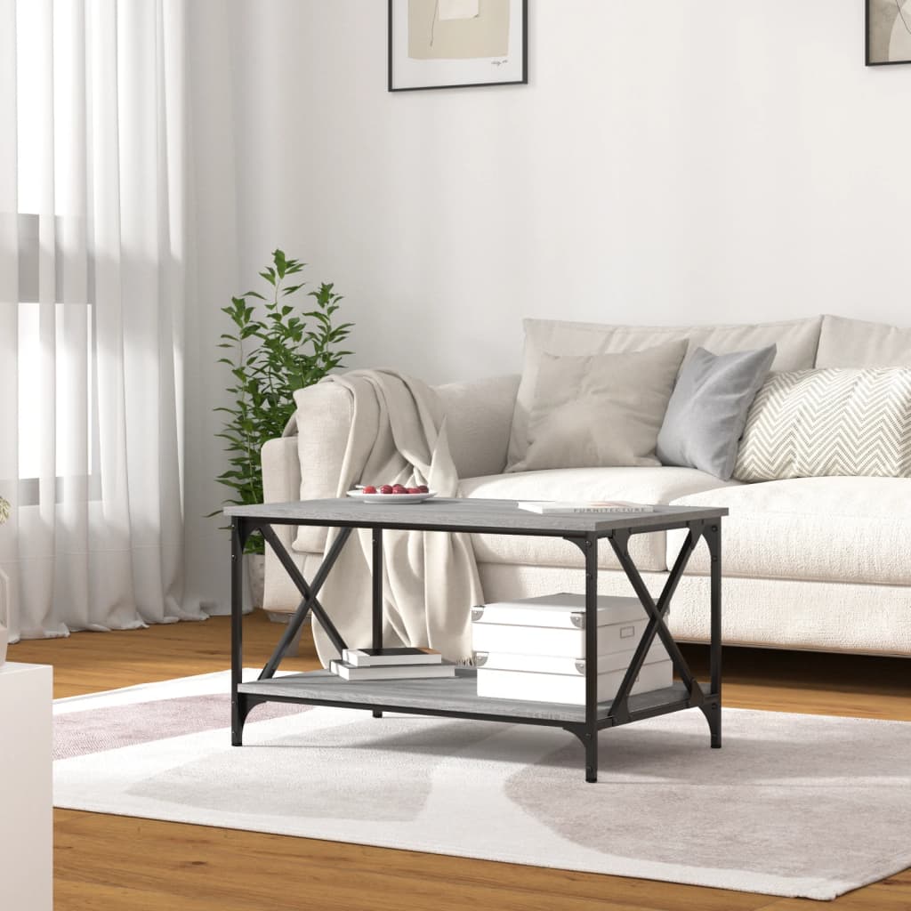 Τραπεζάκι Σαλονιού Γκρι Sonoma 80x50x45 εκ Επεξ Ξύλο + Σίδηρος