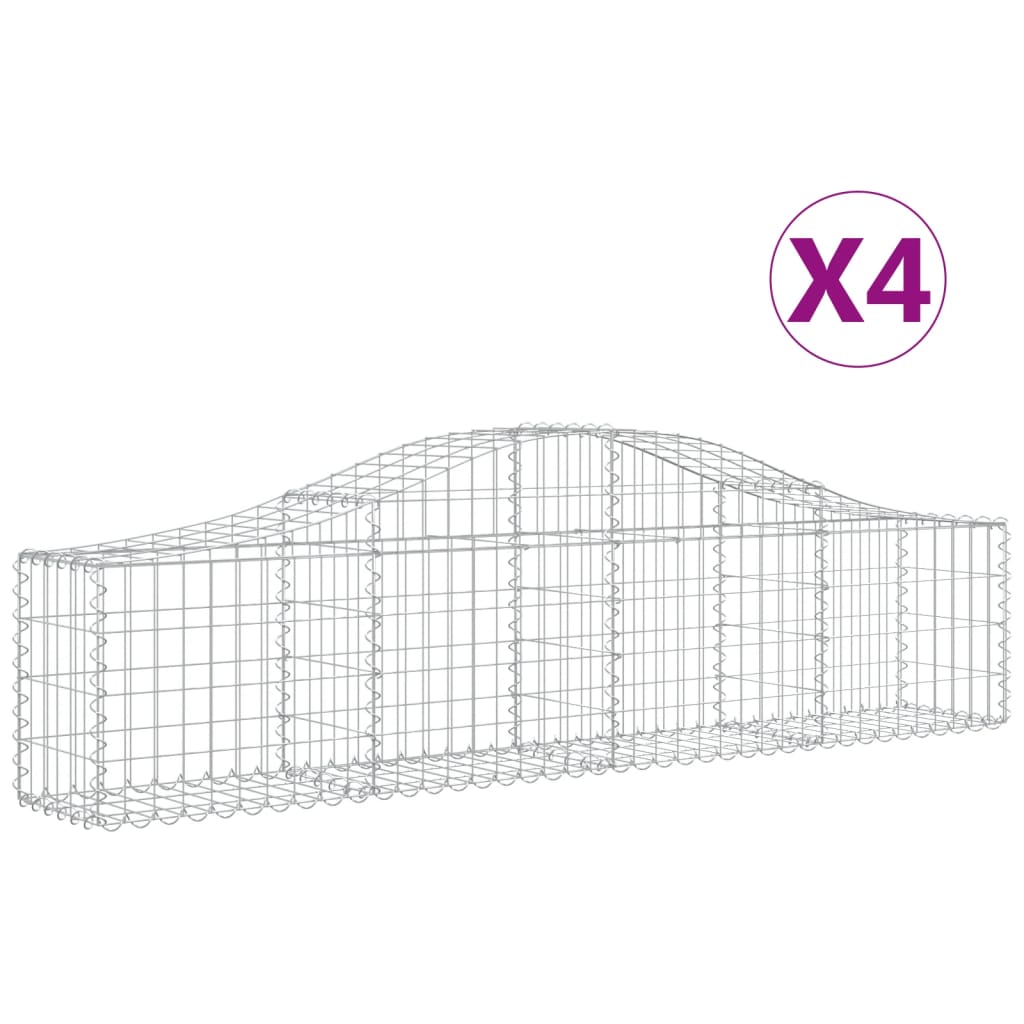 Συρματοκιβώτια Τοξωτά 4 τεμ. 200x30x40/60 εκ. Γαλβαν. Ατσάλι