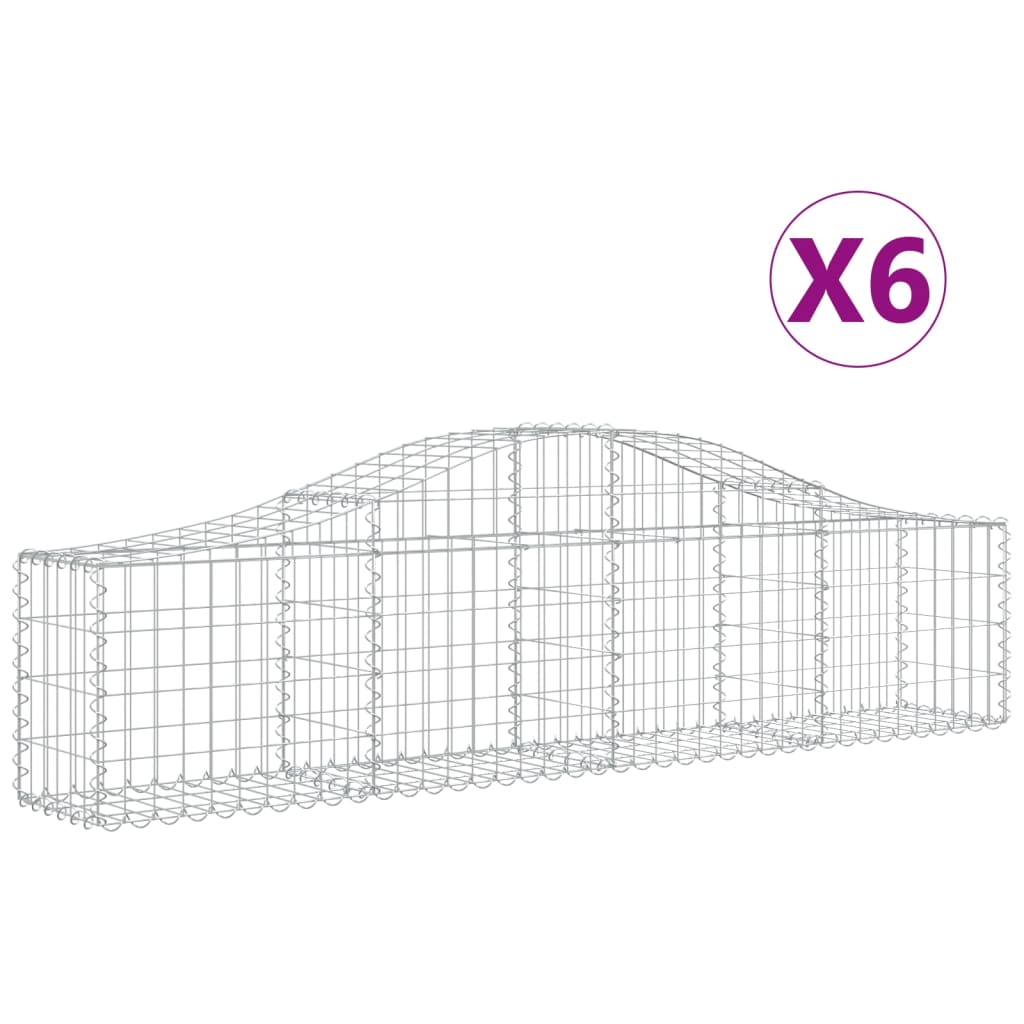 Συρματοκιβώτια Τοξωτά 6 τεμ. 200x30x40/60 εκ. Γαλβαν. Ατσάλι