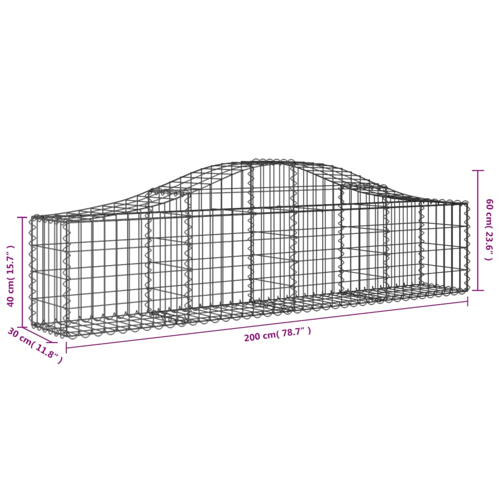 Συρματοκιβώτια Τοξωτά 20 τεμ. 200x30x40/60 εκ. Γαλβαν. Ατσάλι
