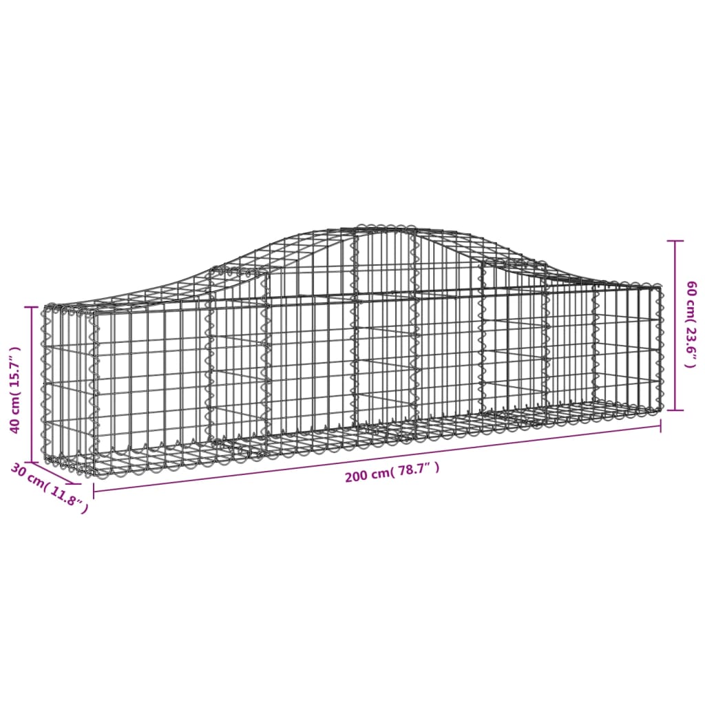 Συρματοκιβώτια Τοξωτά 40 τεμ. 200x30x40/60 εκ. Γαλβαν. Ατσάλι