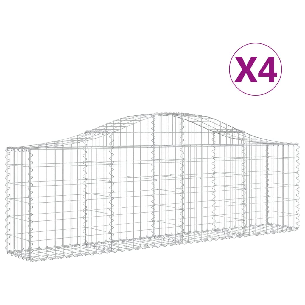 Συρματοκιβώτια Τοξωτά 4 τεμ. 200x30x60/80 εκ. Γαλβαν. Ατσάλι
