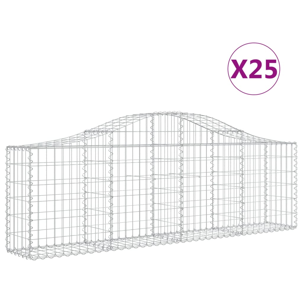 Συρματοκιβώτια Τοξωτά 25 τεμ. 200x30x60/80 εκ. Γαλβαν. Ατσάλι