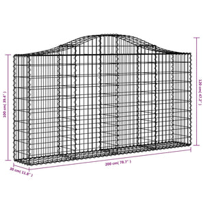 Συρματοκιβώτια Τοξωτά 2 τεμ. 200x30x100/120 εκ. Γαλβαν. Ατσάλι
