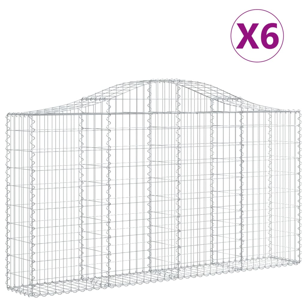 Συρματοκιβώτια Τοξωτά 6 τεμ. 200x30x100/120 εκ. Γαλβαν. Ατσάλι