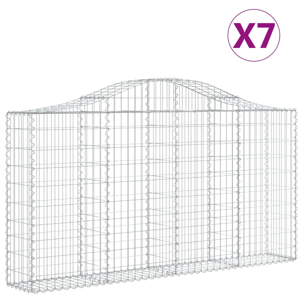 Συρματοκιβώτια Τοξωτά 7 τεμ. 200x30x100/120 εκ. Γαλβαν. Ατσάλι