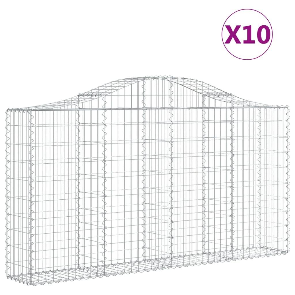 Συρματοκιβώτια Τοξωτά 10 τεμ. 200x30x100/120 εκ. Γαλβαν. Ατσάλι