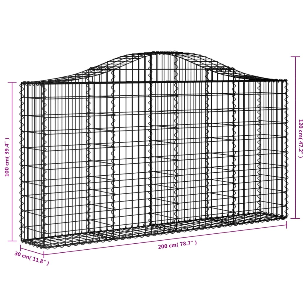 Συρματοκιβώτια Τοξωτά 10 τεμ. 200x30x100/120 εκ. Γαλβαν. Ατσάλι