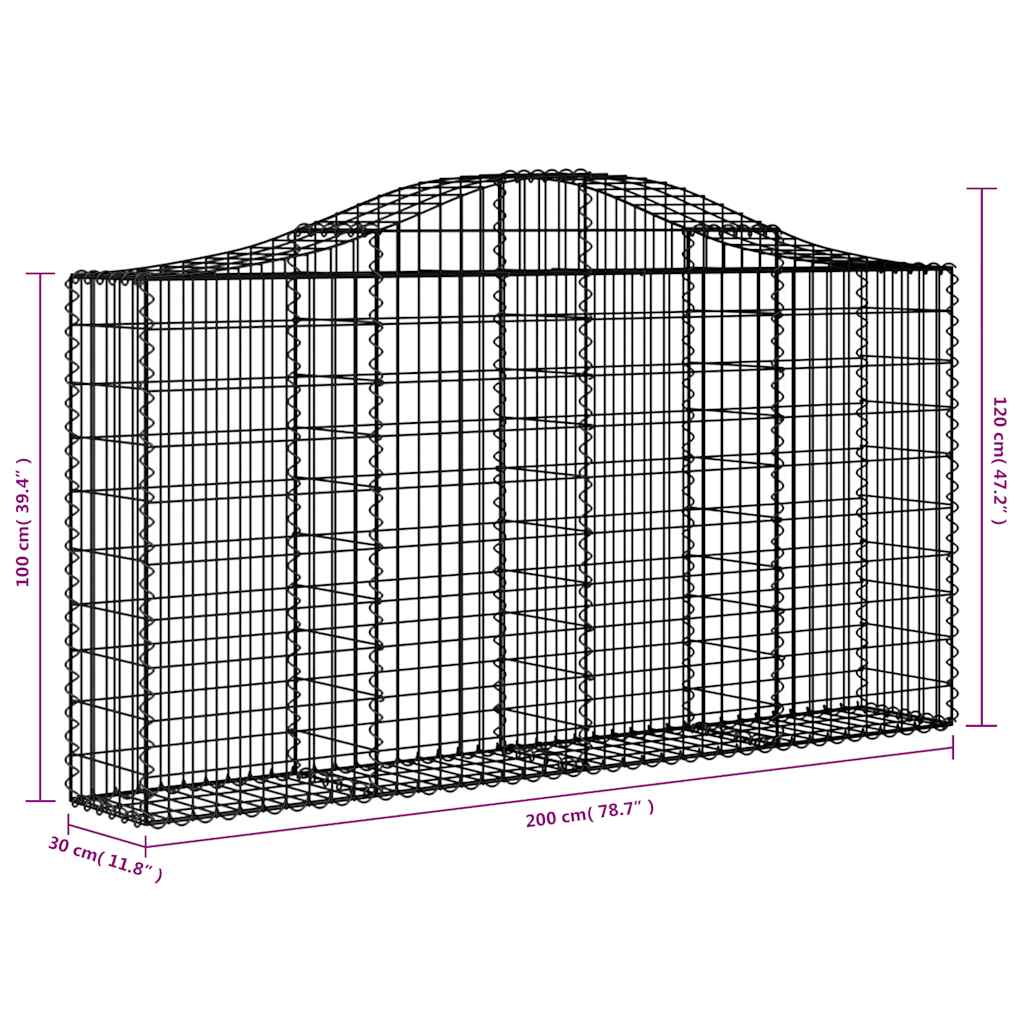 Συρματοκιβώτια Τοξωτά 12 τεμ. 200x30x100/120 εκ. Γαλβαν. Ατσάλι