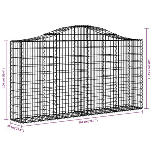 Συρματοκιβώτια Τοξωτά 12 τεμ. 200x30x100/120 εκ. Γαλβαν. Ατσάλι