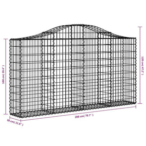 Συρματοκιβώτια Τοξωτά 13 τεμ. 200x30x100/120 εκ. Γαλβαν. Ατσάλι