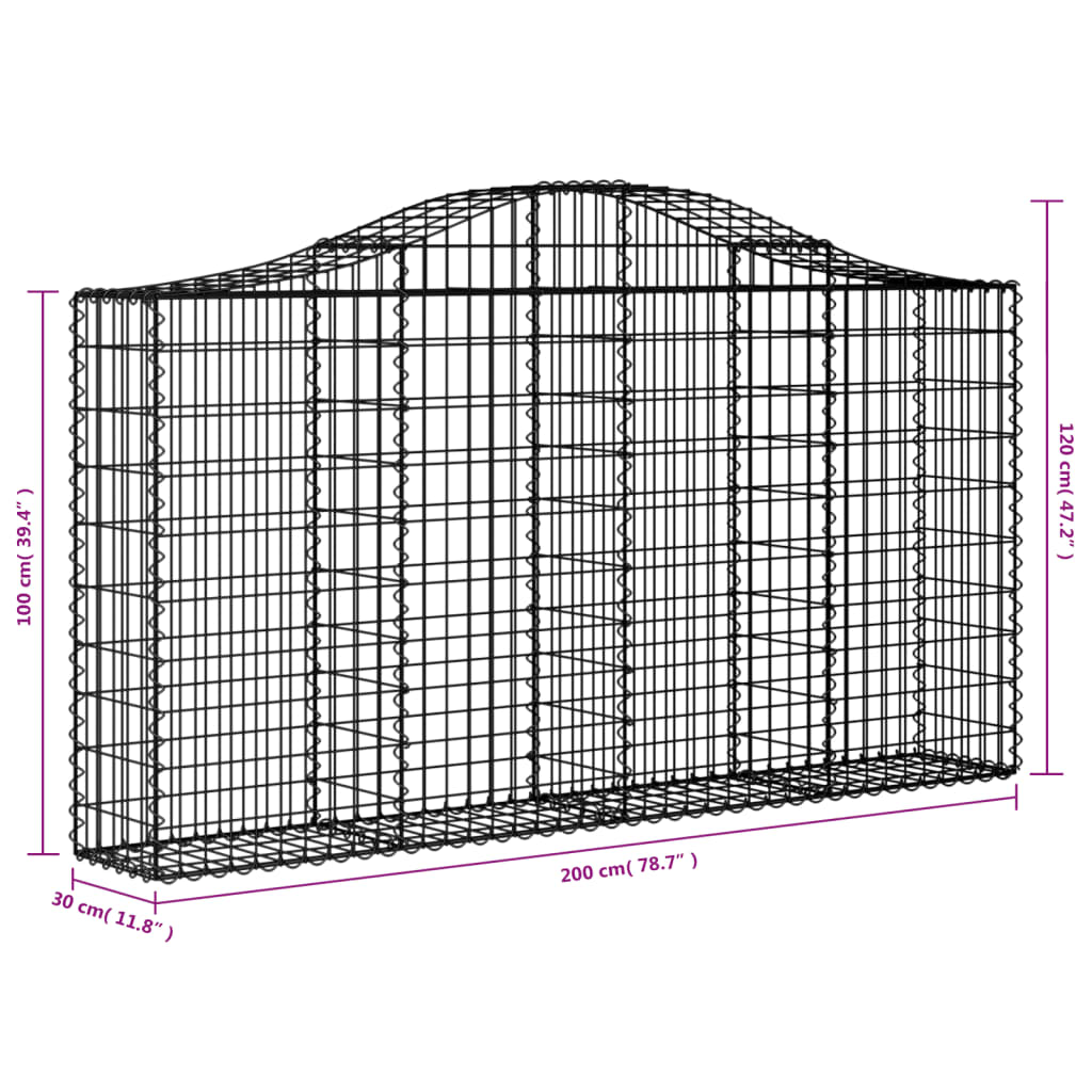 Συρματοκιβώτια Τοξωτά 40 τεμ. 200x30x100/120 εκ. Γαλβαν. Ατσάλι