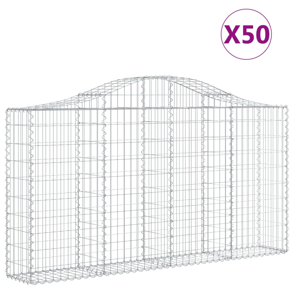 Συρματοκιβώτια Τοξωτά 50 τεμ. 200x30x100/120 εκ. Γαλβαν. Ατσάλι