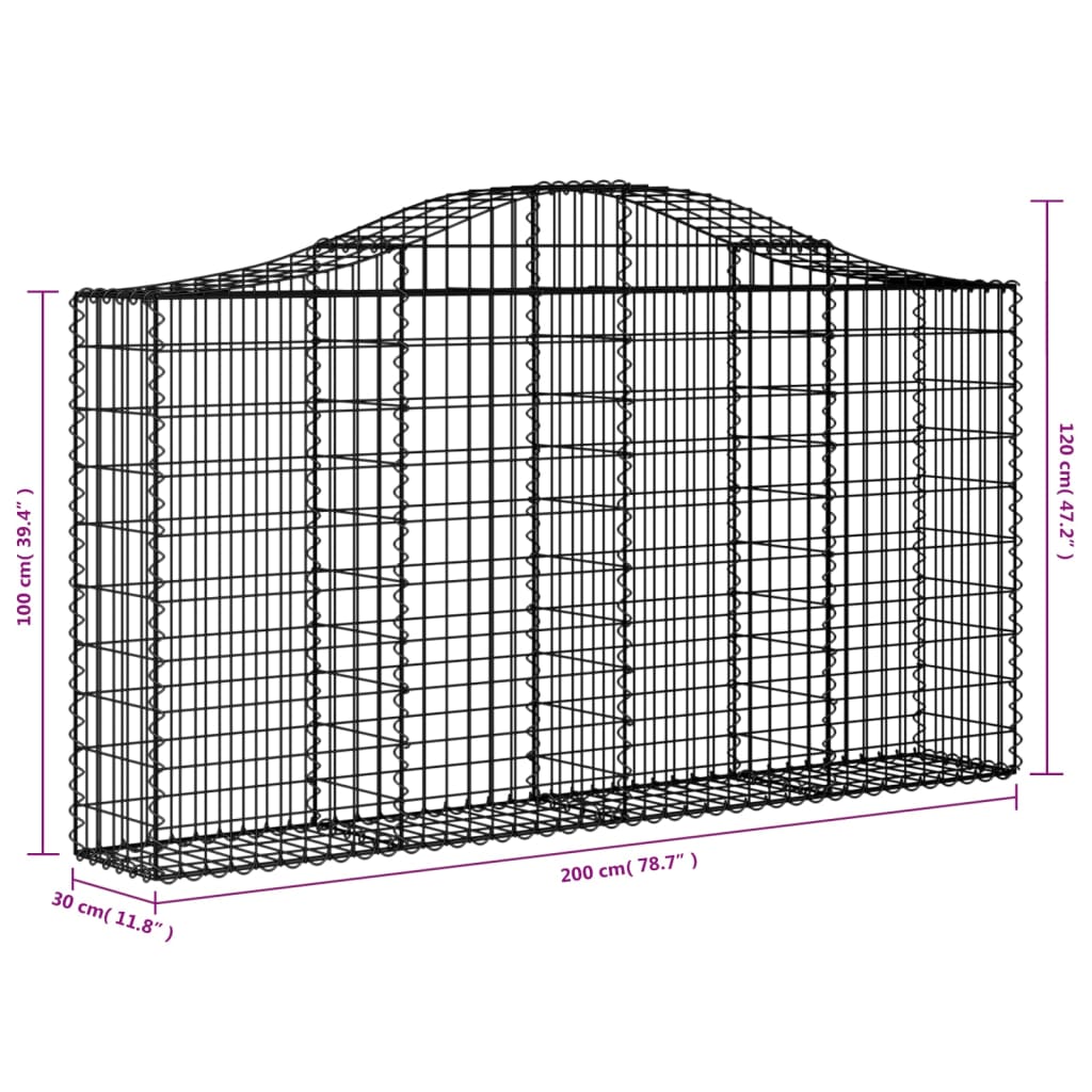 Συρματοκιβώτια Τοξωτά 50 τεμ. 200x30x100/120 εκ. Γαλβαν. Ατσάλι