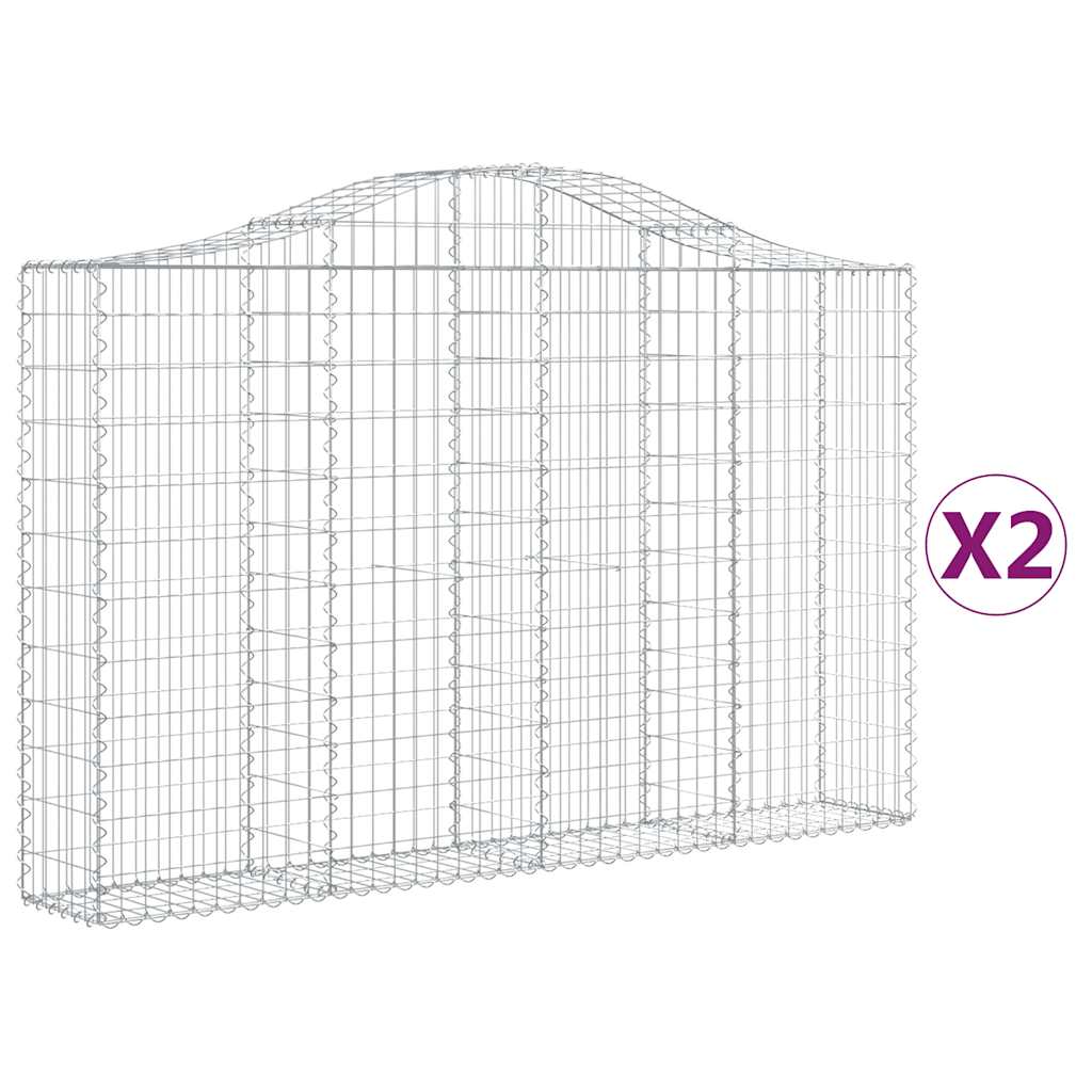Συρματοκιβώτια Τοξωτά 2 τεμ. 200x30x120/140 εκ. Γαλβαν. Ατσάλι