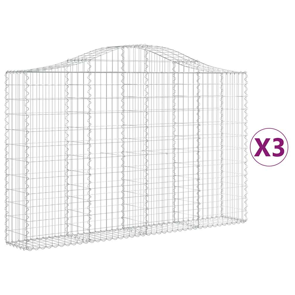Συρματοκιβώτια Τοξωτά 3 τεμ. 200x30x120/140 εκ. Γαλβαν. Ατσάλι