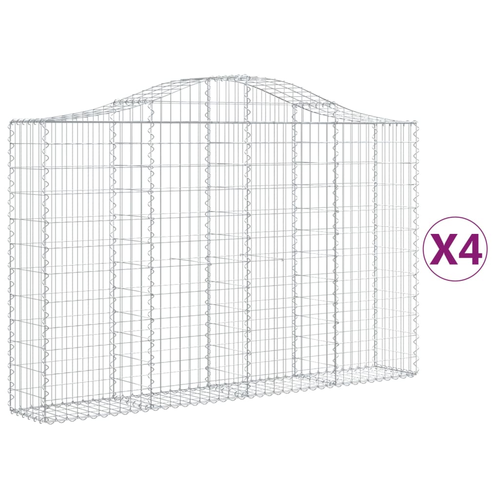 Συρματοκιβώτια Τοξωτά 4 τεμ. 200x30x120/140 εκ. Γαλβαν. Ατσάλι - Pakobazaar