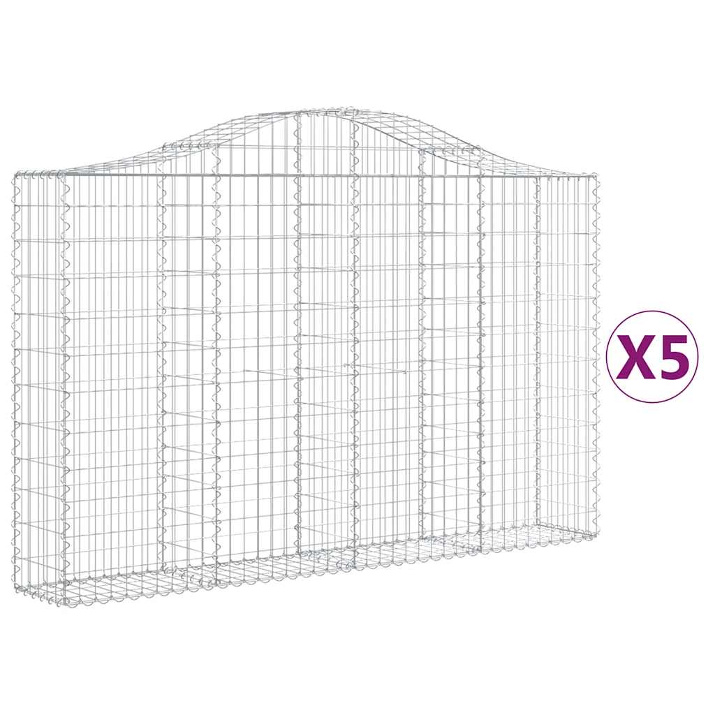 Συρματοκιβώτια Τοξωτά 5 τεμ. 200x30x120/140 εκ. Γαλβαν. Ατσάλι - Pakobazaar
