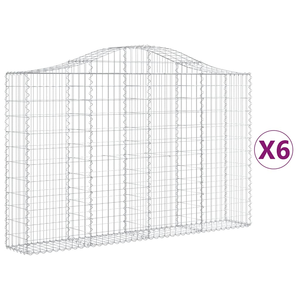 Συρματοκιβώτια Τοξωτά 6 τεμ. 200x30x120/140 εκ. Γαλβαν. Ατσάλι