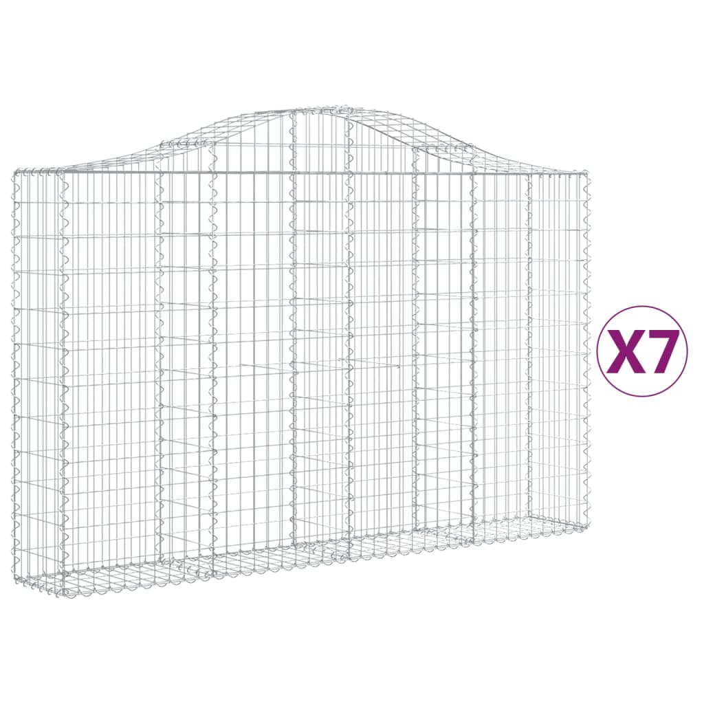 Συρματοκιβώτια Τοξωτά 7 τεμ. 200x30x120/140 εκ. Γαλβαν. Ατσάλι - Pakobazaar