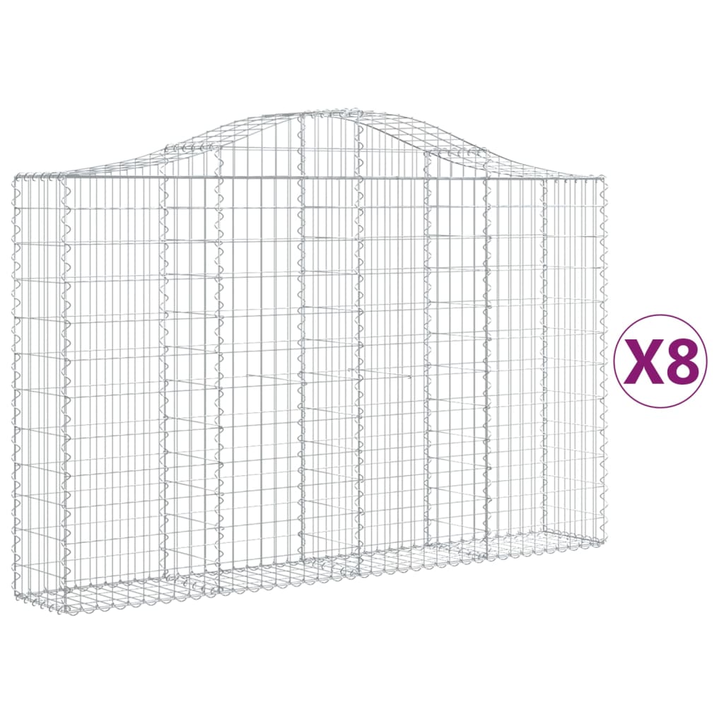 Συρματοκιβώτια Τοξωτά 8 τεμ. 200x30x120/140 εκ. Γαλβαν. Ατσάλι
