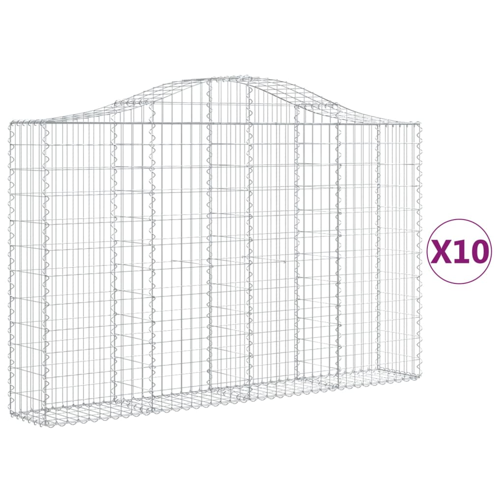 Συρματοκιβώτια Τοξωτά 10 τεμ. 200x30x120/140 εκ. Γαλβαν. Ατσάλι