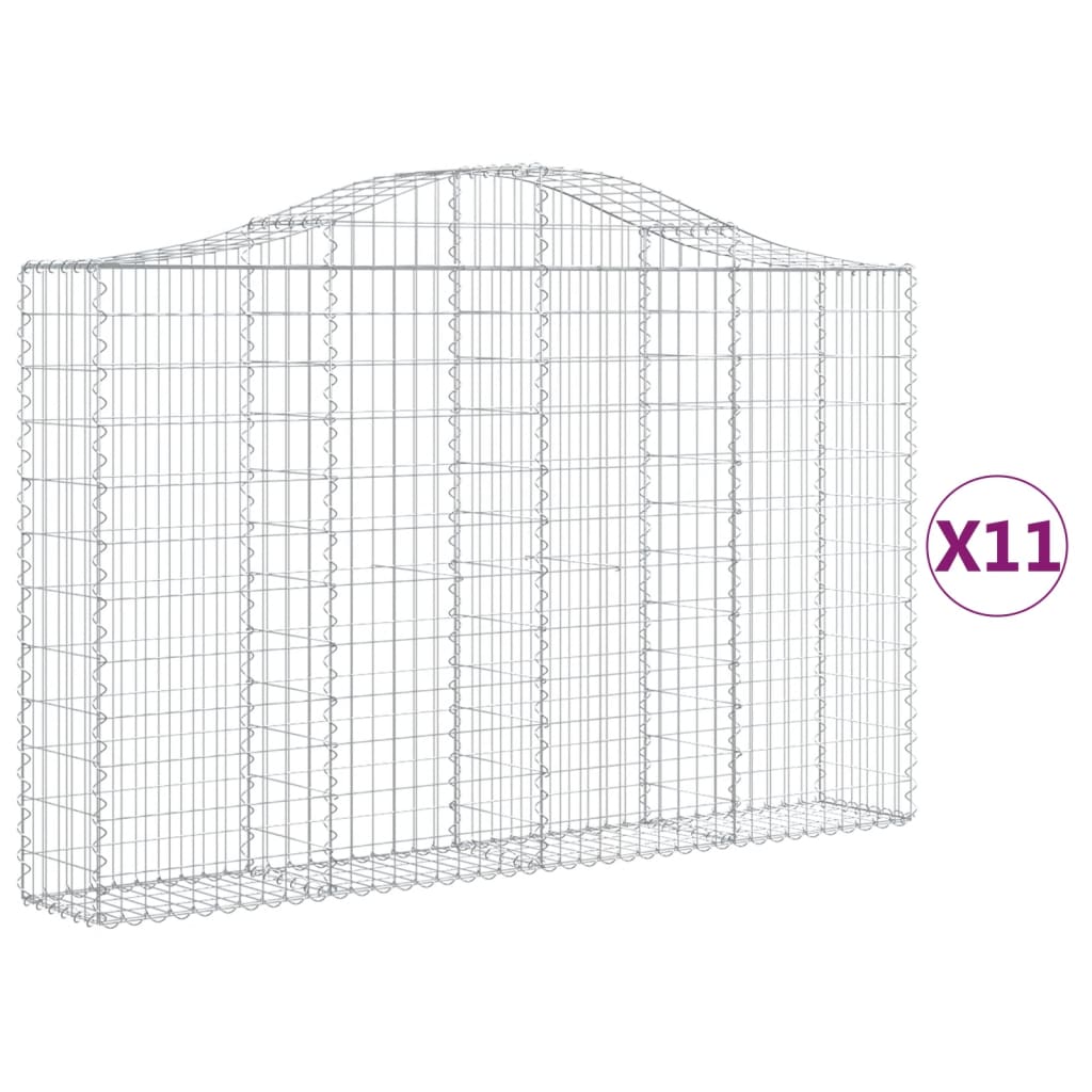 Συρματοκιβώτια Τοξωτά 11 τεμ. 200x30x120/140 εκ. Γαλβαν. Ατσάλι