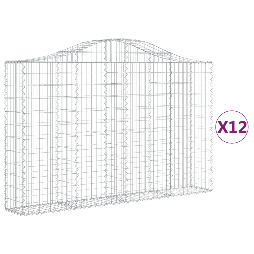 Συρματοκιβώτια Τοξωτά 12 τεμ. 200x30x120/140 εκ. Γαλβαν. Ατσάλι - Pakobazaar