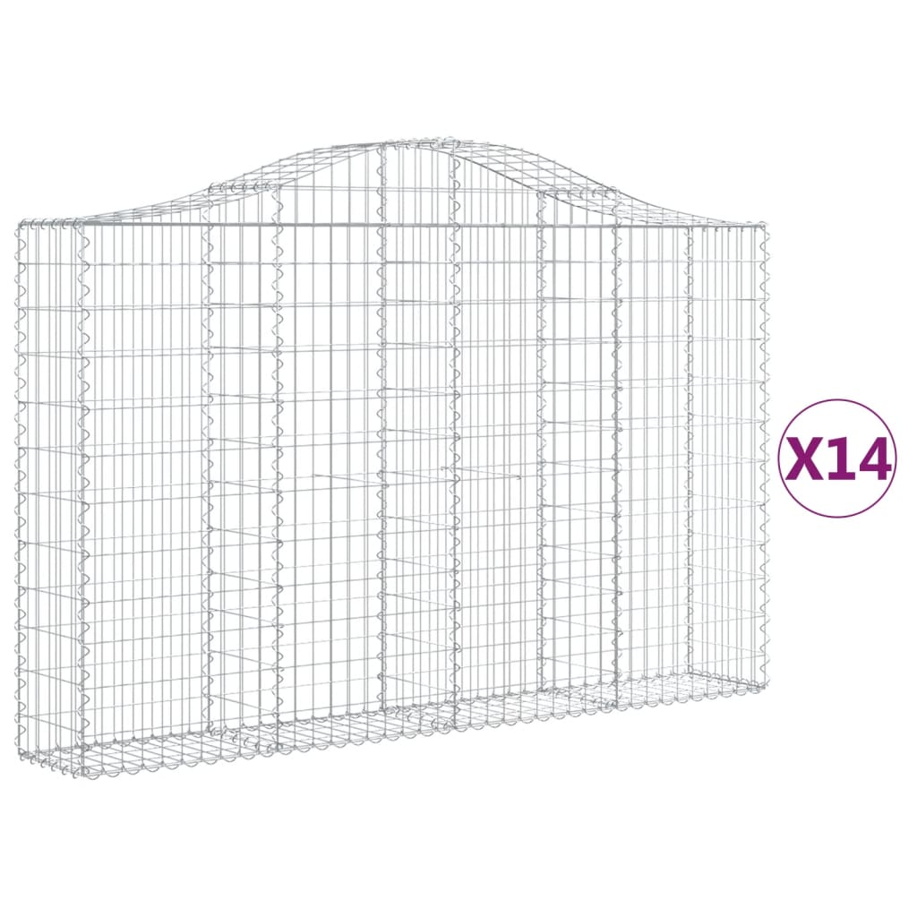 Συρματοκιβώτια Τοξωτά 14 τεμ. 200x30x120/140 εκ. Γαλβαν. Ατσάλι