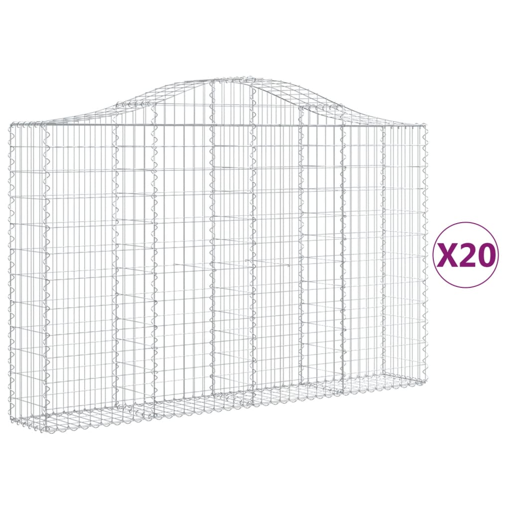 Συρματοκιβώτια Τοξωτά 20 τεμ. 200x30x120/140 εκ. Γαλβαν. Ατσάλι - Pakobazaar
