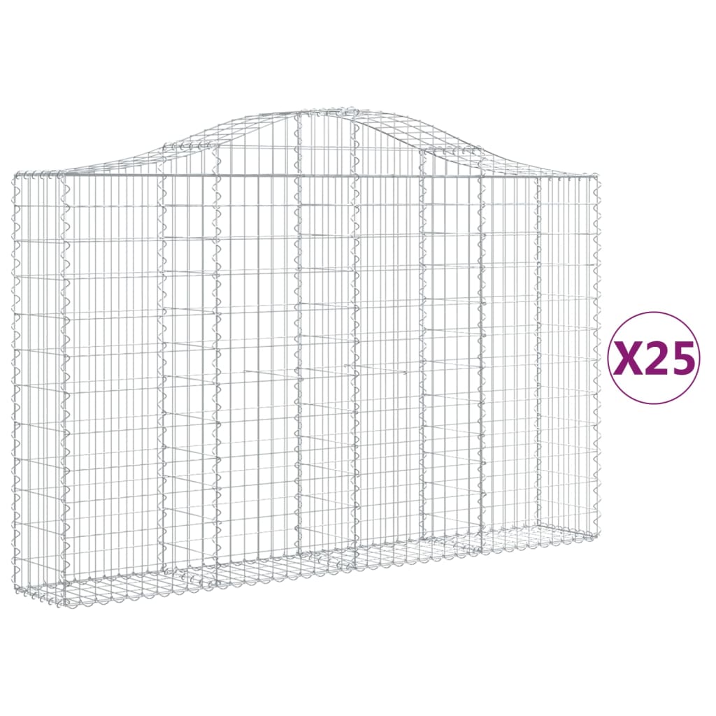 Συρματοκιβώτια Τοξωτά 25 τεμ. 200x30x120/140 εκ. Γαλβαν. Ατσάλι