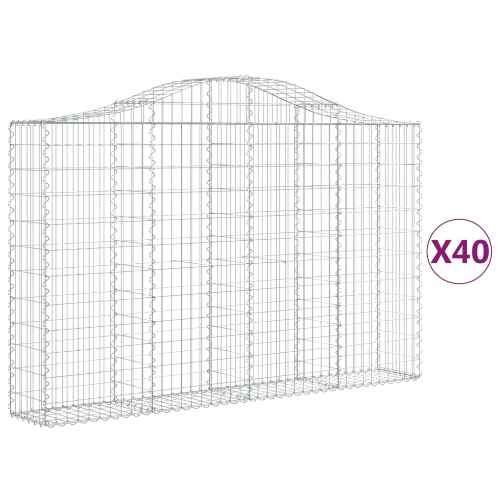 Συρματοκιβώτια Τοξωτά 40 τεμ. 200x30x120/140 εκ. Γαλβαν. Ατσάλι