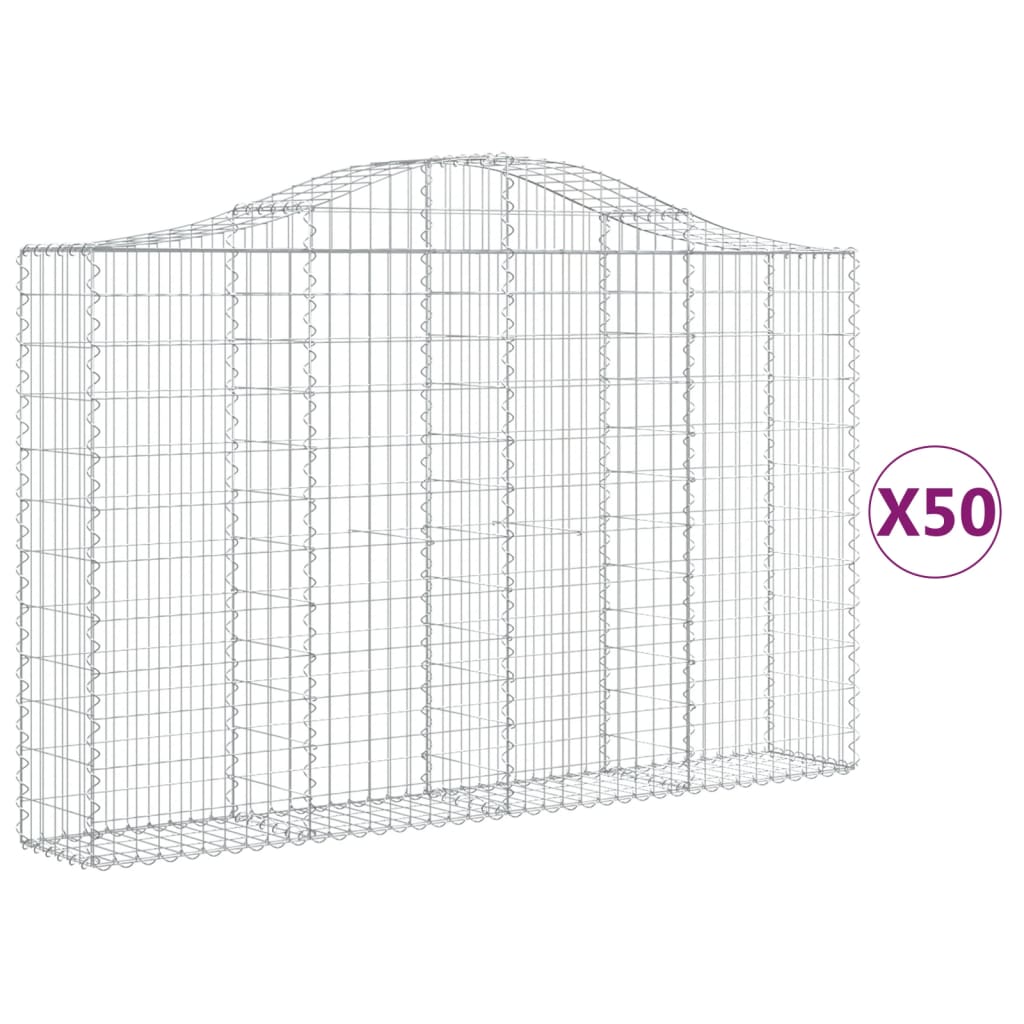 Συρματοκιβώτια Τοξωτά 50 τεμ. 200x30x120/140 εκ. Γαλβαν. Ατσάλι