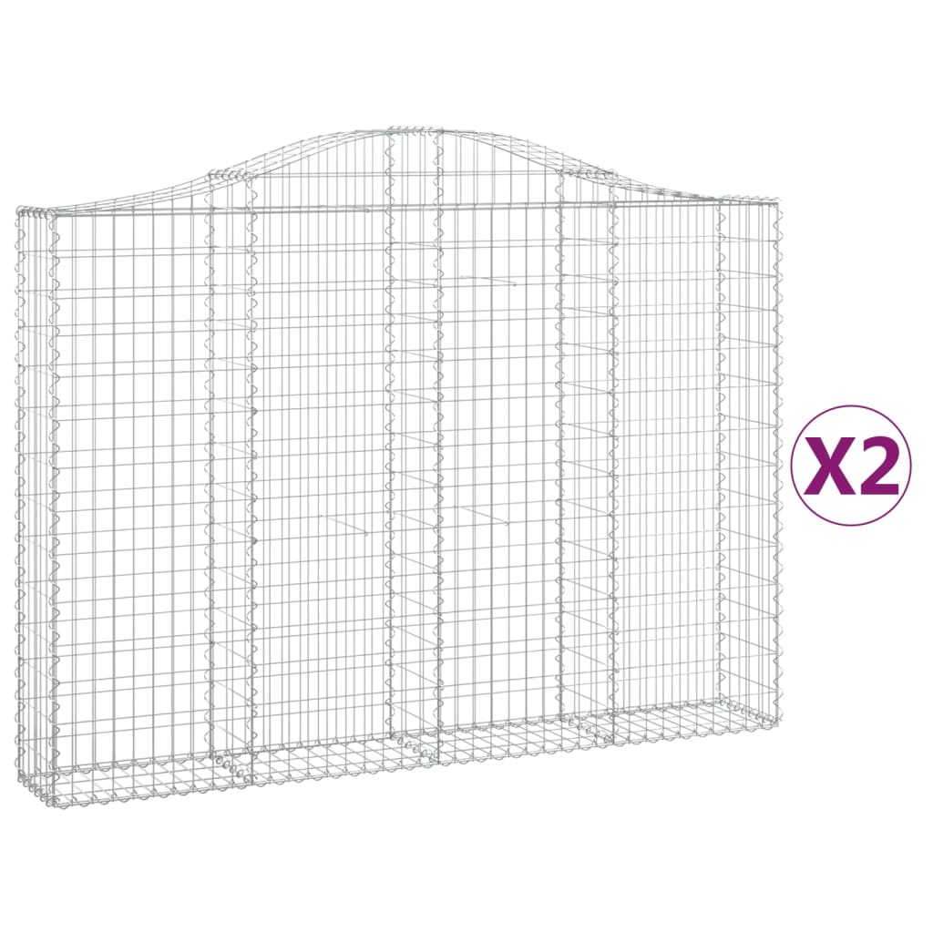 Συρματοκιβώτια Τοξωτά 2 τεμ. 200x30x140/160 εκ. Γαλβαν. Ατσάλι