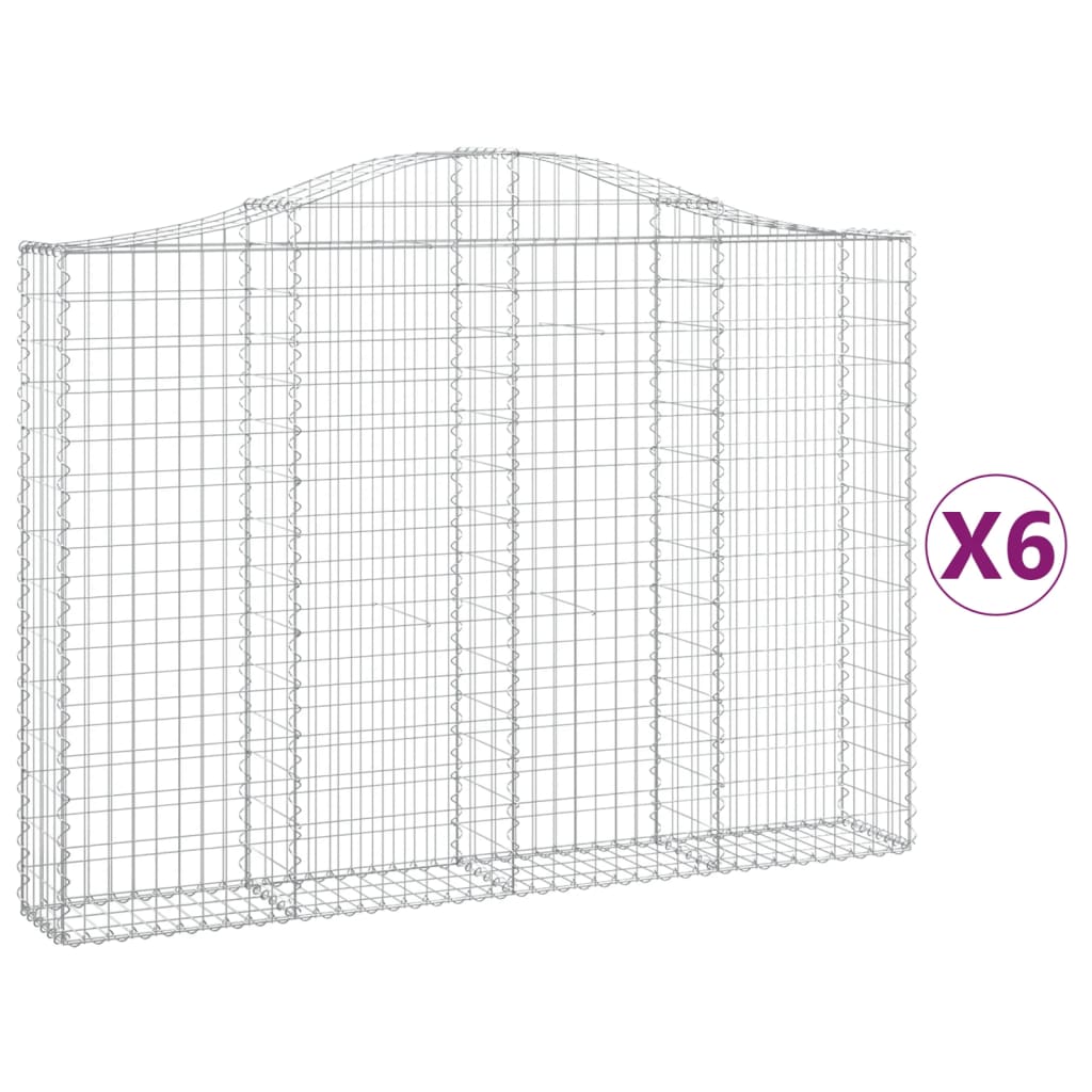 Συρματοκιβώτια Τοξωτά 6 τεμ. 200x30x140/160 εκ. Γαλβαν. Ατσάλι